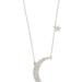 Sterling Forever Sterling Silver CZ Crescent & Star Charm Necklace - Grey