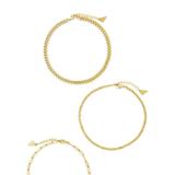Sterling Forever Three Row Chain Anklet Set - Gold