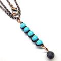 Alexa Martha Designs Copper Spiral Turquoise Wand Pendant With Essential Oil Lava Rock Bead Charm - Blue - COPPER ROLLO CHAIN 24 INCHES