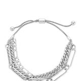 Sterling Forever Layered Chain Bolo Bracelet - Grey