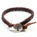 Alexa Martha Designs Brown Grey Leather Wrap Seed Bead Button Bracelet - Brown