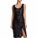 French Connection Cosmic Sparkle Sequin Sheath Sleeveless Cocktail Dress - Black