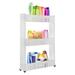 Fresh Fab Finds 3 Tiers Slim Storage Cart Mobile Rolling Shelf Unit Narrow Space Shelf For Kitchen Bathroom Pantry Laundry Garage Office - White - 3-Tier