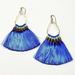 Alexa Martha Designs Hawaii Hula Skirt Fan Tassel Hoop Earrings - Blue