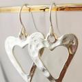 Threaded Pear Hollowed Heart Shape Earrings - Grey