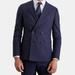 Burton Mens Double-Breasted Slim Suit Jacket - Navy Marl - Blue - 38R