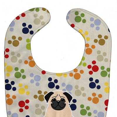 Caroline's Treasures Pawprints Pug Fawn Baby Bib