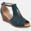 Journee Collection Women's Tru Comfort Foam Narrow Width Kedzie Wedge Sandals - Blue - 7