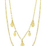 Sterling Forever Evil Eye, Hamsa, & Figaro Chain Layered Necklace - Gold