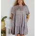 Mata Traders Adelaide Tiered Plus Size Mini Dress - Botanical Slate - Grey - 2X