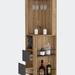 FM Furniture Ziton Corner Bar Cabinet, Two External Shelves, Two Drawers, Four Wine Compartments - Brown