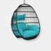 Sunnydaze Decor Sunnydaze Black Resin Wicker Hanging Egg Chair with Cushions - Blue - Blue