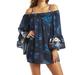 Johnny Was Annia Off The Shoulder Cover Up - Blue