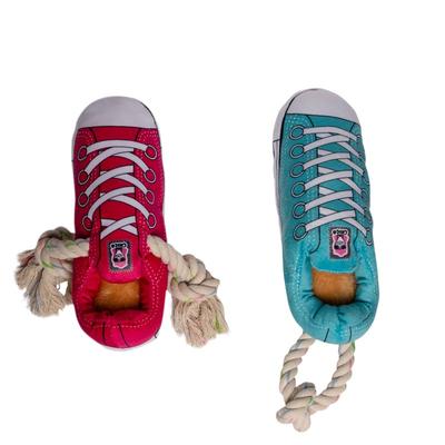 American Pet Supplies Squeaking Comfort Plush Sneaker Dog Toy Set - Pink/Blue - Green