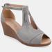 Journee Collection Women's Tru Comfort Foam Narrow Width Kedzie Wedge Sandals - Grey - 8