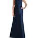 Alfred Sung Bow One-Shoulder Satin Trumpet Gown - D794 - Blue - 14