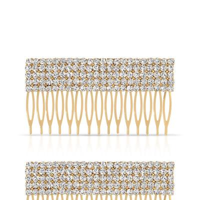 Ettika Dynasty Hair Comb Set In Crystal - Gold - ONE SIZE
