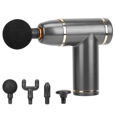 Fresh Fab Finds Cordless Percussion Massage Gun - USB-C Rechargeable, 4 Heads, 8 Intensities - Gray