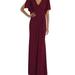 Dessy Collection Faux Wrap Split Sleeve Maxi Dress With Cascade Skirt - 3107 - Red - L