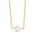 Sterling Forever Medium Pearl Pendant Necklace - Gold