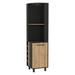 FM Furniture Leah Corner Bar Cabinet, Two Shelves, Ten Wine Cubbies, Single Door Cabinet, Two Interior Shelves - Black