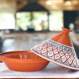 Kamsah Large Tagine Cooking & Serving Pot, Signature Tuareg Red