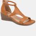 Journee Collection Journee Collection Women's Wide Width Trayle Sandal Wedge - Brown - 8.5