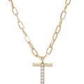 Ettika Pearl Initial 18k Gold Plated Necklace - Gold - LETTER: T/SIZE: ONE SIZE