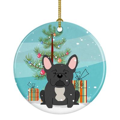 Caroline's Treasures Merry Christmas Tree French Bulldog Black Ceramic Ornament