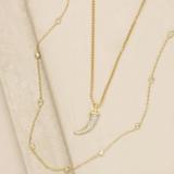 Ettika Easy Essential Horn And Delicate Chain 18k Gold Plated Layered Necklace - Gold - ONE SIZE ONLY