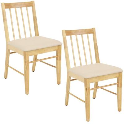 Sunnydaze Decor Sunnydaze Wooden Slat-Back Dining Chairs with Cushions - Natural - Set of 2 - Brown