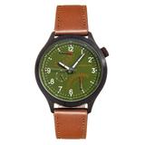 Morphic Watches M44 Series Dual-Time Leather-Band Watch With Retrograde Date - Green - 44MM