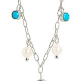 Sterling Forever Bali Charm & Pearl Chain Necklace - Grey