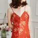 Simple Retro Agnes Koi Red Chiffon Dress - Red - XS