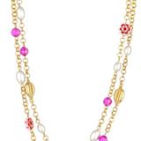 Ettika Pinky Party Pearl and Bead 18k Gold Plated Chain Layered Necklace - Gold - OS