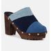 Rag & Co Meso Blue Denim Patchwork Clogs Mules - Blue - US 8