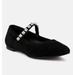 Rag & Co Assisi Black Fine Suede MaryJane Ballet Flats - Black - US 9