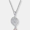 Genevive C.z. Sterling Silver Rhodium Plated Pearl Drop Pendant - Grey - 18