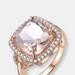 Genevive Sterling Silver Rose Gold Plated Morganite Cubic Zirconia Coctail Ring - Pink - 8