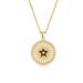 Genevive 14k Gold Plated With Diamond Cubic Zirconia Rays Of Light Black Enamel Star Medallion Pendant Necklace - Gold