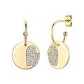 Rachel Glauber 14k Gold Plated With Diamond Cubic Zirconia Star and Round Heart Charm Dangle C-Hoop Earrings - Gold - 28MM