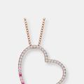 Genevive Rose Gold Plated Cubic Zirconia Heart Shape Necklace - Pink - 18