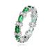 Genevive Sterling Silver With Emerald & Diamond Cubic Zirconia Chunky Eternity Band Ring - Grey - 6