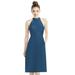 Alfred Sung High-Neck Open-Back Satin Cocktail Dress - D773 - Blue - 16