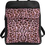 Brix + Bailey Pink Animal Print Premium Leather Flap Pocket Backpack - Black