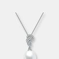 Genevive C.z. Sterling Silver Rhodium Plated Swirl Design Pink Pearl Drop Pendant - Grey - 18