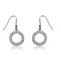 Genevive Genevive Sterling Silver Cubic Zirconia Pave Dangle Earring - White - 14MM W X 27.5 MM L X 1.5 MM D