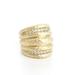 Rivka Friedman Cubic Zirconia Wide Hammered Band Ring - Gold