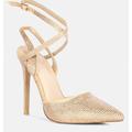 Rag & Co Charmer Rhinestone Embellished Stiletto Sandals In Champagne - Brown - US 5