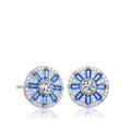 Genevive Genevive Sterling Silver Blue and Clear Cubic Zirconia Stud Earrings - Blue - 14MM W X 14MM L X 3.1MM D